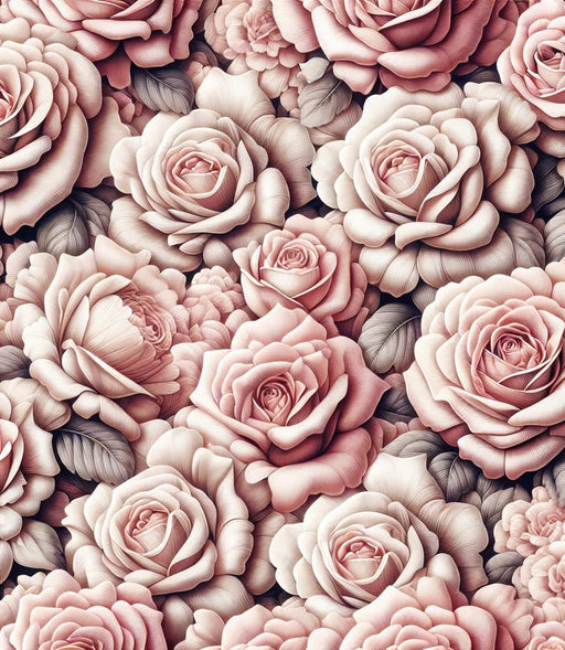 Pink Floral Mural Wallpaper | Pale-Toned Rose Field