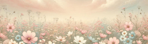 Pink Floral Mural Wallpaper | Field of Blue, White, and Pink Magnolias