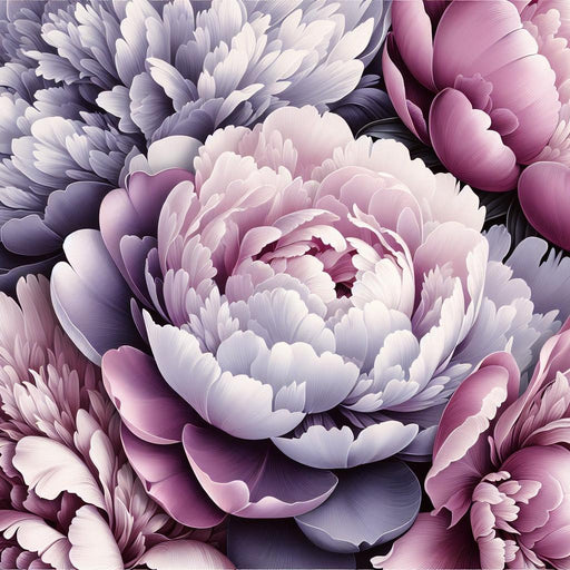 Pink Floral Mural Wallpaper | Violet Chrysanthemums and Massive Roses