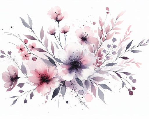Pink Floral Mural Wallpaper | Violet and Pink Magnolia Floral Composition