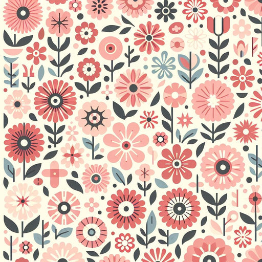 Pink Floral Mural Wallpaper | Retro 90s Style Flowers