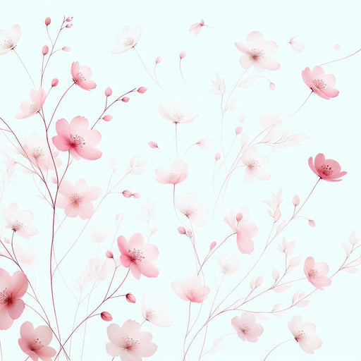 Pink Floral Mural Wallpaper | Pink Magnolias on a Blue Background