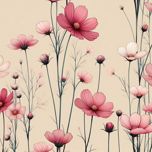 Pink Floral Mural Wallpaper | Vintage Magnolias in Pink and Red