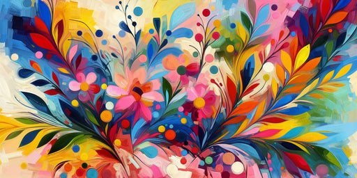 Pink Floral Mural Wallpaper | Colorful Modern Art Painting