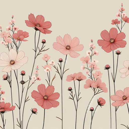 Pink Floral Mural Wallpaper | Red and Pink Magnolia Stems