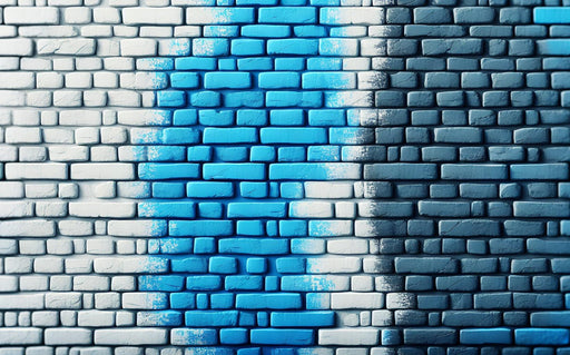 Brick Mural Wallpaper | White and Blue Colored Brick Wall