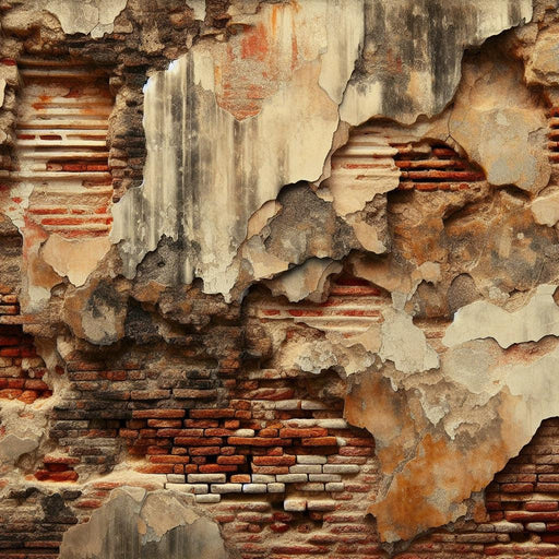 Brick Mural Wallpaper | Wall with Damaged Stucco