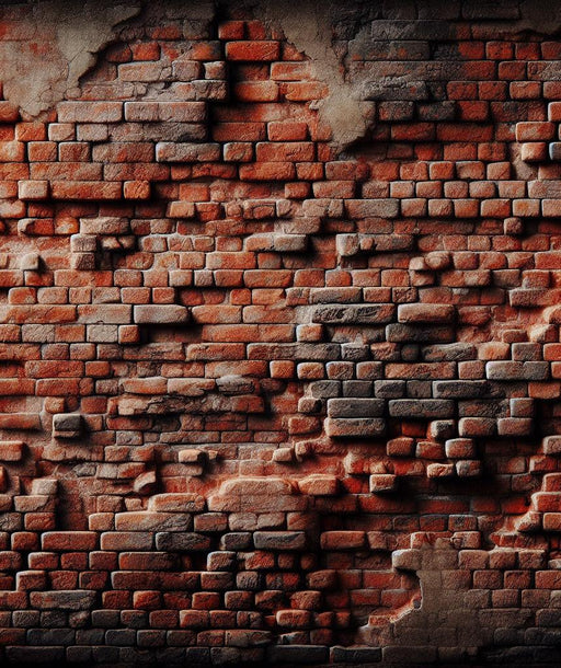 Mural Wallpaper imitation brick | Red brick wall with damaged stucco