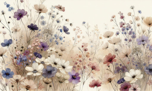 Vintage Floral Mural Wallpaper | Colorful Magnolias in a Beige Field