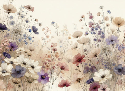 Vintage Floral Mural Wallpaper | Colorful Magnolias in a Beige Field