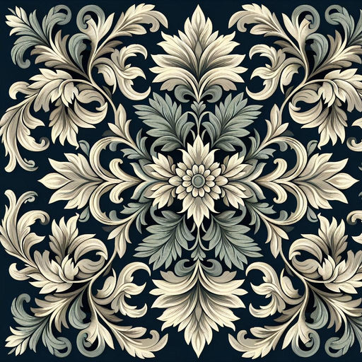 Vintage Floral Mural Wallpaper | Black Background with Pastel Toned Flowers