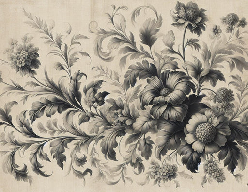 Vintage Floral Mural Wallpaper | Aged Background with Fleur-de-lis