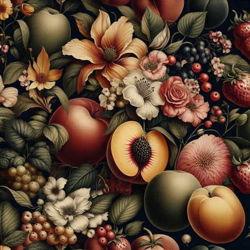 Vintage Floral Mural Wallpaper | Vintage Fruits and Flowers