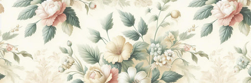 Vintage Floral Mural Wallpaper | White and Pink Magnolias with Green Leaves