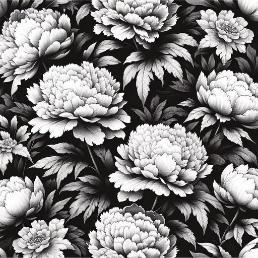 Vintage Floral Mural Wallpaper | Black and White with Large Flowers