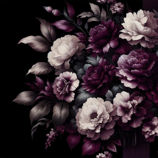 Vintage Floral Mural Wallpaper | Purple and White Petals