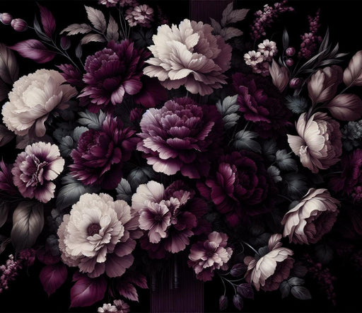 Vintage Floral Mural Wallpaper | Purple and White Petals