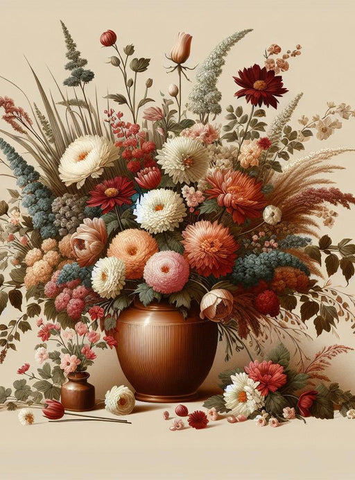 Vintage Floral Mural Wallpaper | Floral Vase with Various Flowers