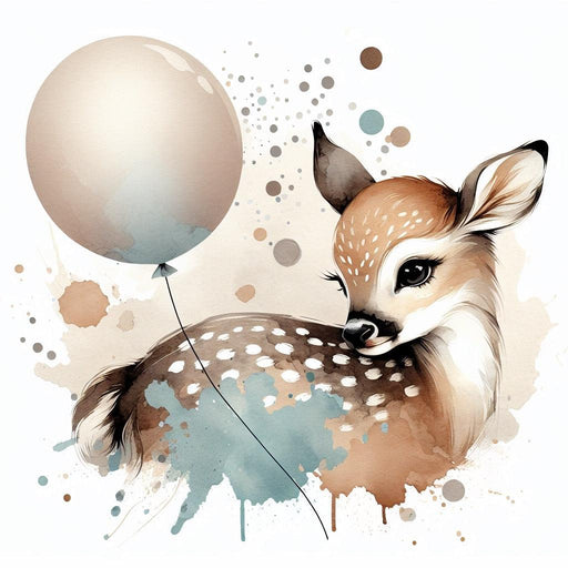Deer Mural Wallpaper | Deer and balloon watercolor