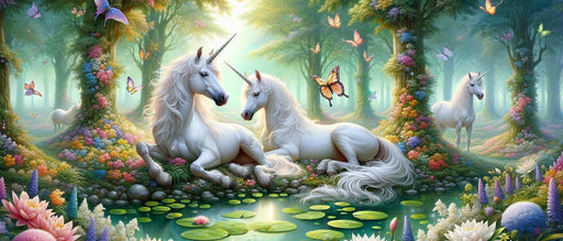 Unicorn Mural Wallpaper | Butterflies, Ponds, and Water Lilies