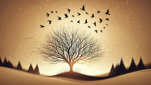 White and Gold Mural Wallpaper | Tree of Life and Birds on a Golden Background