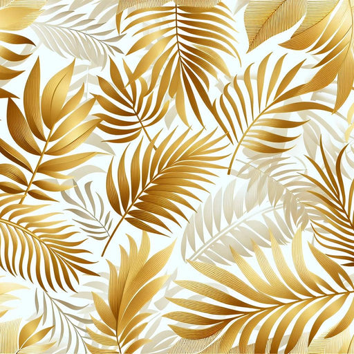 White and Gold Mural Wallpaper | Golden Foliage on a White Background