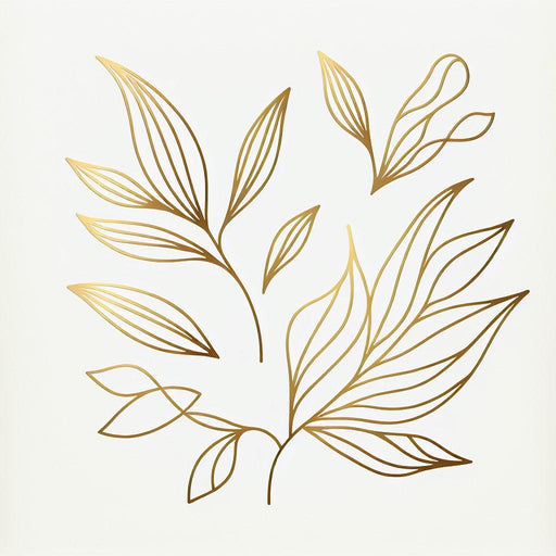White and Gold Mural Wallpaper | Silhouette of Golden Leaves