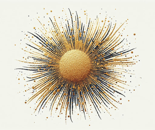 White and Gold Mural Wallpaper | Golden Sun and Black