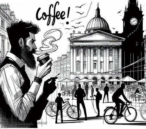 Comic Strip Mural Wallpaper | London Café with Black and White Big Ben