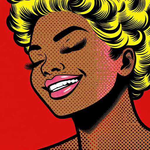 Comic Strip Mural Wallpaper | Afro Blonde Woman on Red Background