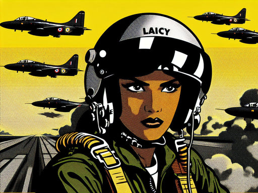 Comic Strip Mural Wallpaper | Pop Art with Fighter Jet and Yellow Sky