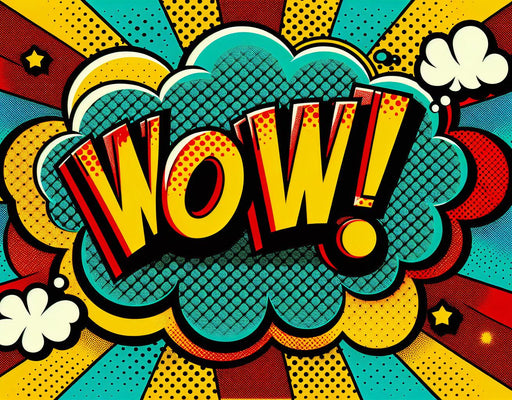 Comic Mural Wallpaper | Pop Art WOW in Red, Yellow, and Blue