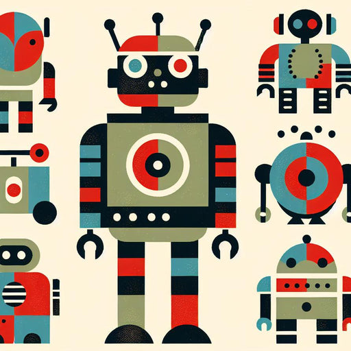 Comic Mural Wallpaper | Various Robots with Simple Colors