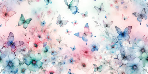 Butterfly Mural Wallpaper | Multicolored Watercolor of Butterflies and Flowers