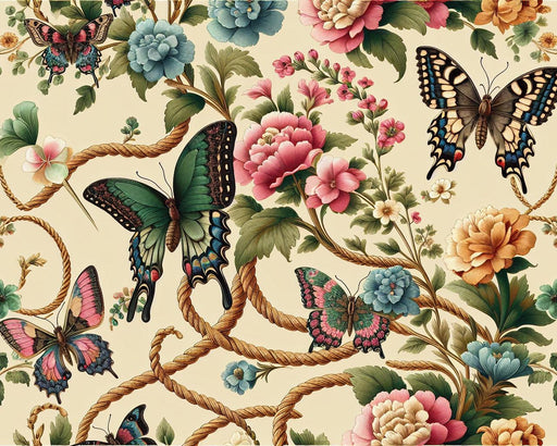 Butterfly Mural Wallpaper | Vintage and Colorful Floral Style