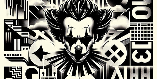 Street art Mural Wallpaper | Black and white clown poster
