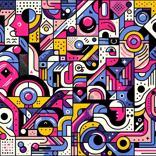 Street art Mural Wallpaper | Geometric and colorful with face