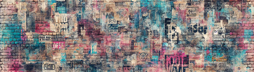 Street art Mural Wallpaper | Brick wall with colors and posters