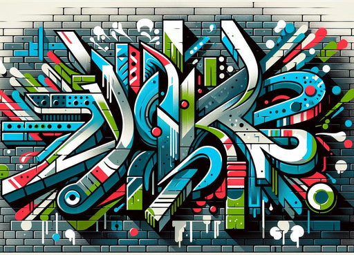 Street art Mural Wallpaper | Black brick wall with graffiti