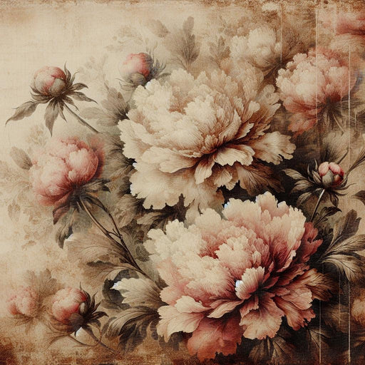 Peony Mural Wallpaper | Vintage Floral and Leaf Decor