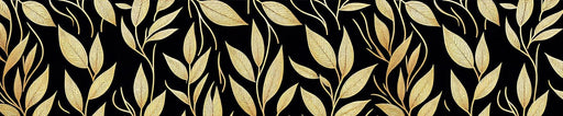 Black and Gold Mural Wallpaper | Vintage-style Golden Foliage