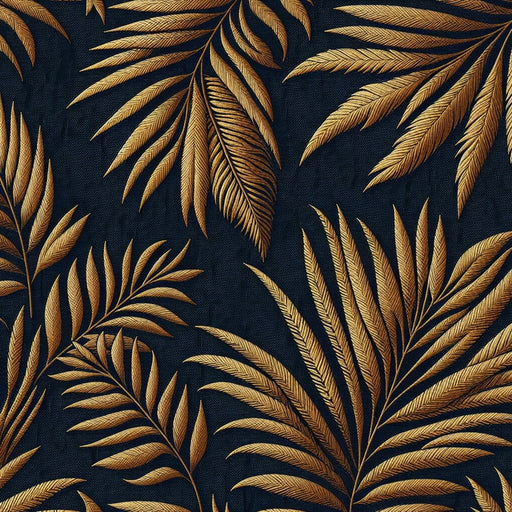 Black and Gold Mural Wallpaper | Embossed Gold Palm Leaf