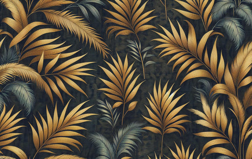Black and Gold Mural Wallpaper | Palm Leaves and Aged Background