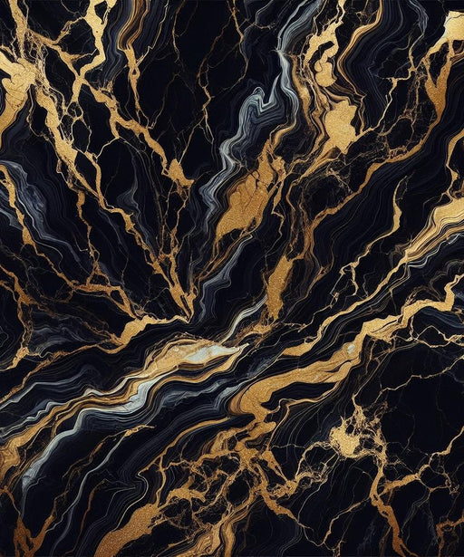 Black and Gold Mural Wallpaper | Luxurious Marble with Golden Veins