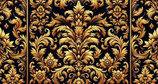 Black and Gold Mural Wallpaper | Vintage Style with Golden Fleur-de-lis