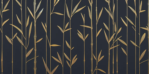 Black and Gold Mural Wallpaper | Thin and Golden Bamboo Stems