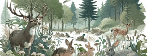 Forest Mural Wallpaper | Deer, Rabbit, and Forest Animals in Harmony