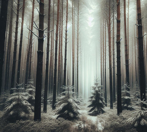 Snowy Forest Mural Wallpaper | Snow-covered Winter Fir Trees