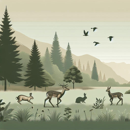 Forest Mural Wallpaper | Sunrise in the Green Forest with Animals