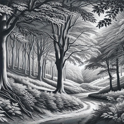 Black and White Forest Mural Wallpaper | Path through the Tree Forest